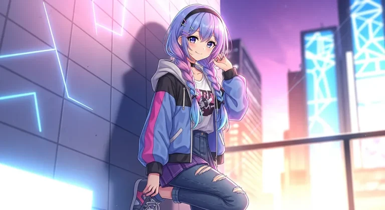 Aesthetic anime girl ultra HD 4K wallpaper background for laptop display