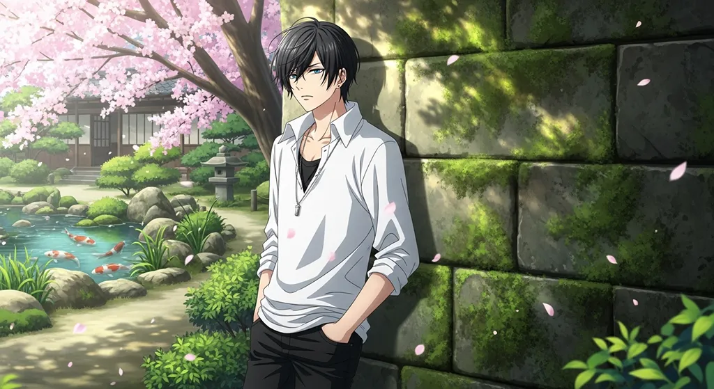 anime boy detailed texture background