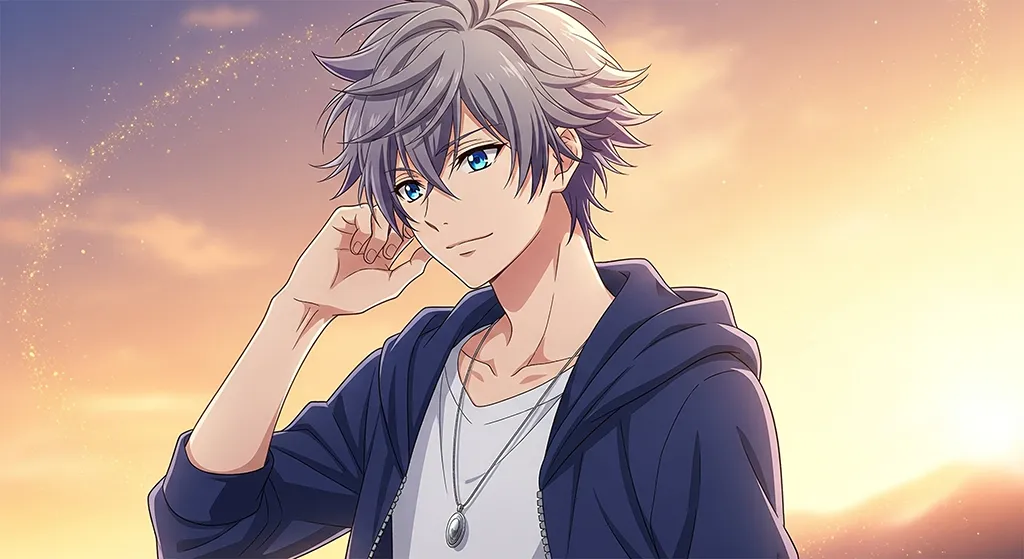 Stylish anime boy design for PC screens