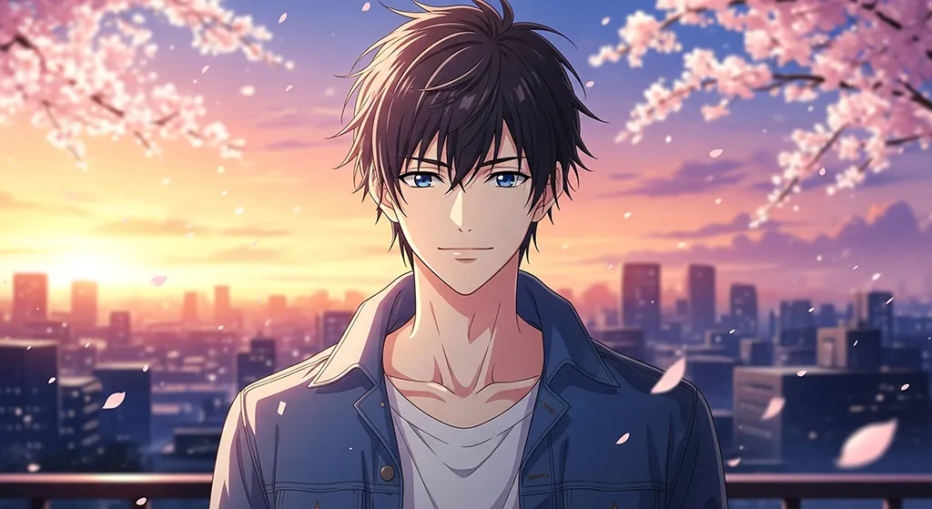 Laptop background of anime boy illustration