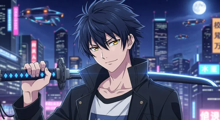 Stylish anime boy art for laptop screens