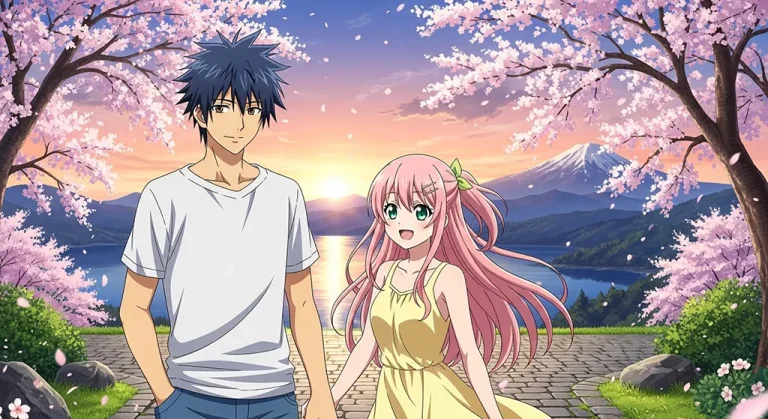 Cute couple desktop background anime art