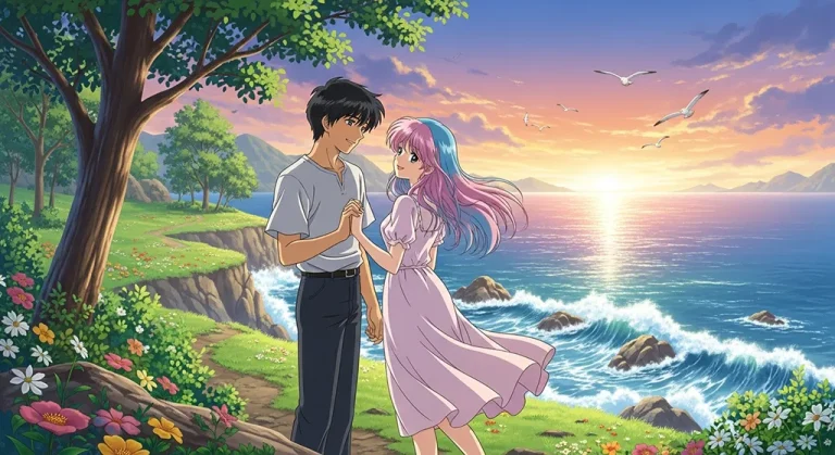 Cute couple anime art for laptop background