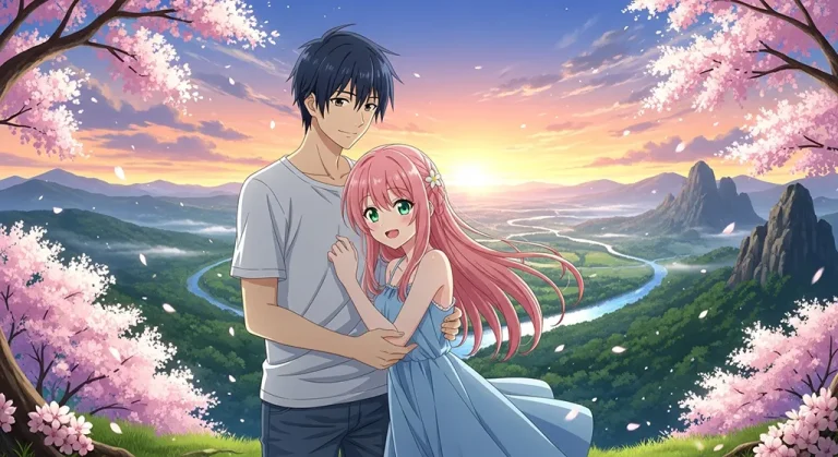 Sweet love anime couple desktop wallpaper