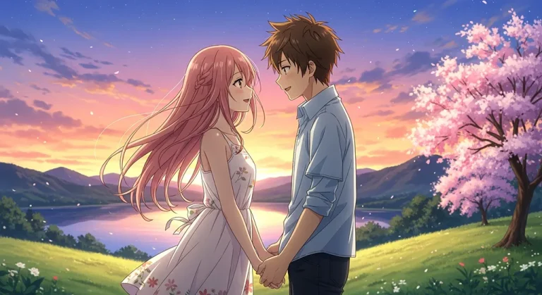 Romantic wallpaper anime couple design