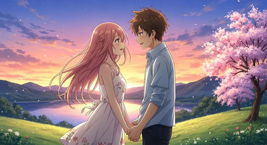 Romantic wallpaper anime couple design
