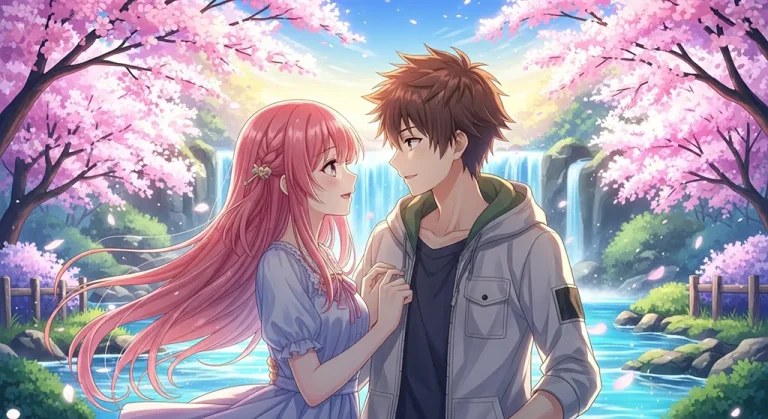 Desktop anime wallpaper of couple