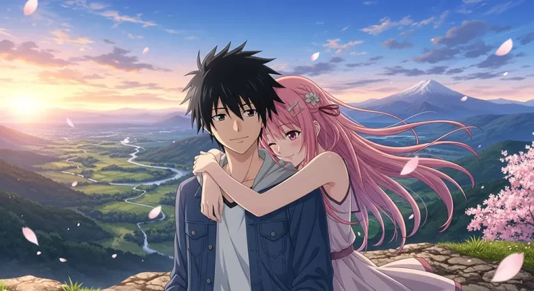 Sweet anime couple art wallpaper for PC