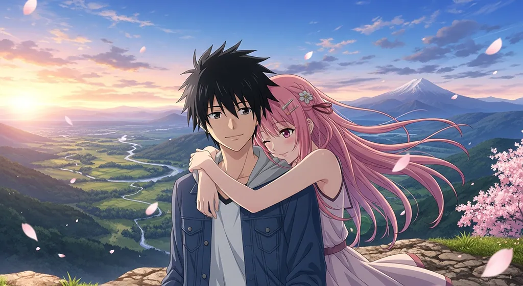 Sweet anime couple art wallpaper for PC
