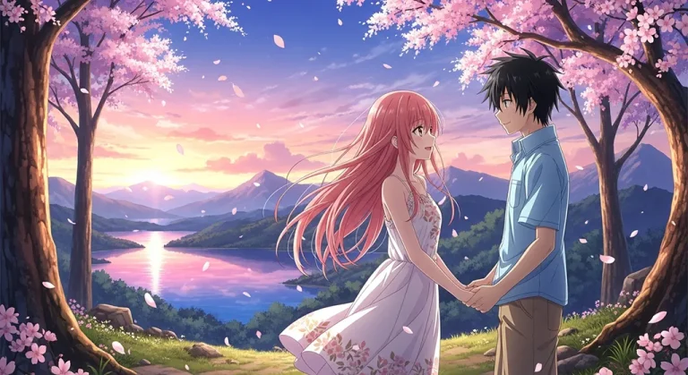 Anime couple in love for desktop PC