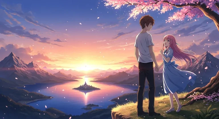 Cute anime couple art for PC screens