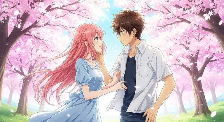 Anime lovers wallpaper in couple design