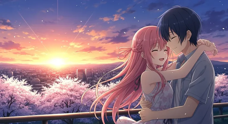 Sweet anime wallpaper of lovers for desktop