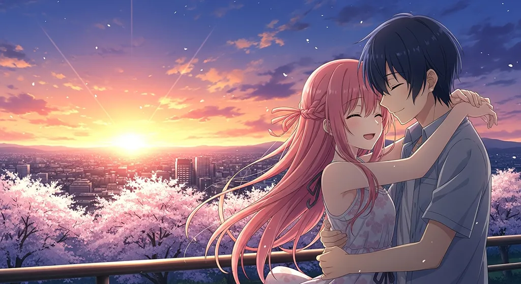 Sweet anime wallpaper of lovers for desktop