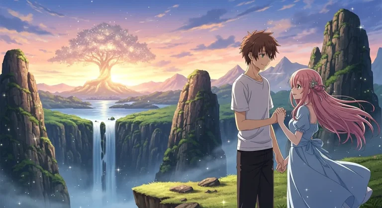 Anime love couple design for desktop wallpaper