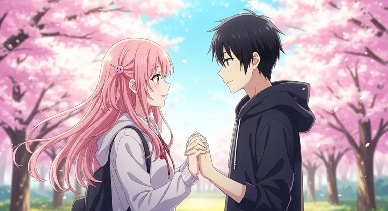 Anime couple illustration for desktop PC