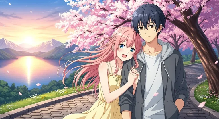 Laptop anime couple art wallpaper
