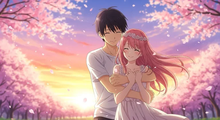 Cute anime couple for desktop wallpaper