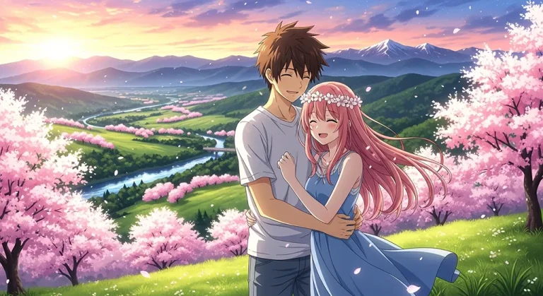 Love-filled anime wallpaper for desktop