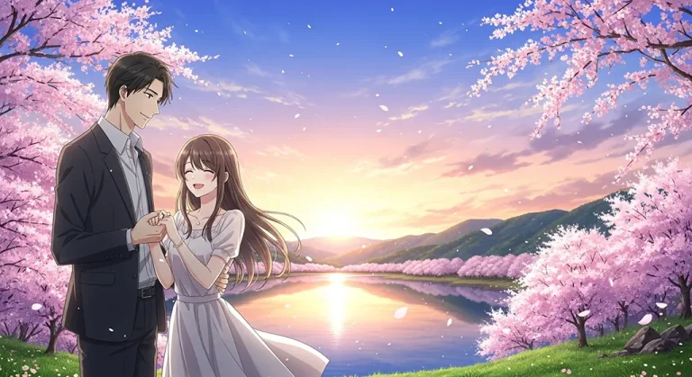 Sweet anime couple desktop background