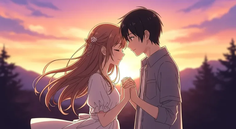 Anime couple love art for desktop background