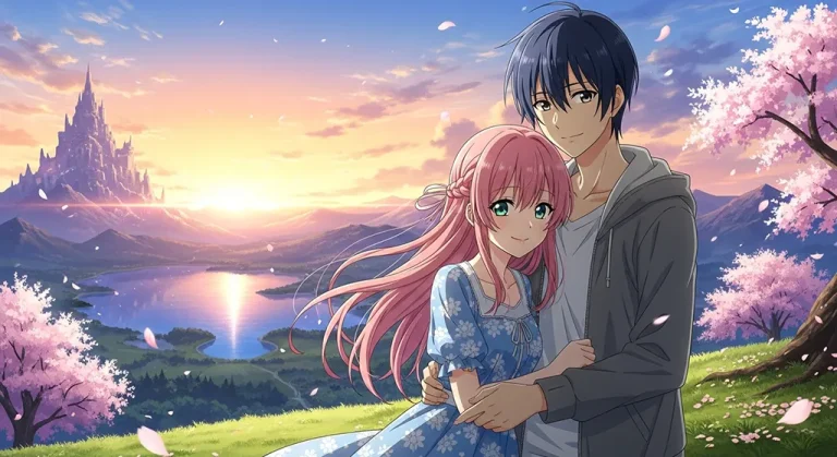 Sweet couple wallpaper in anime theme