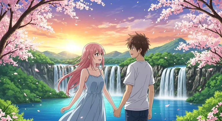 Sweet anime couple art for PC
