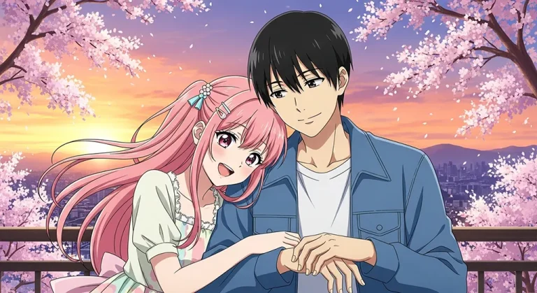 Love-filled anime wallpaper for laptop screens
