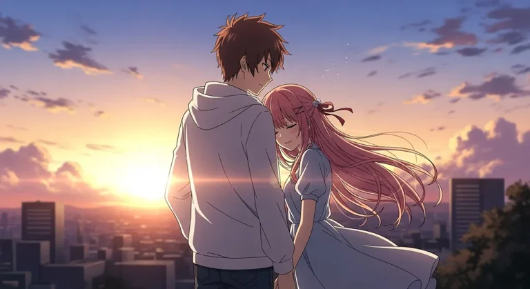 Couple desktop wallpaper in anime design
