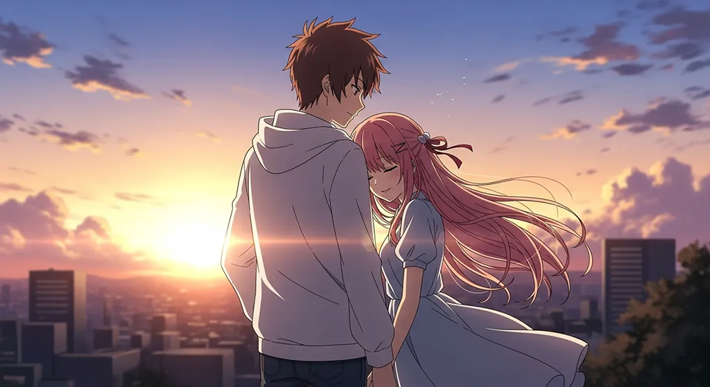 Couple desktop wallpaper in anime design