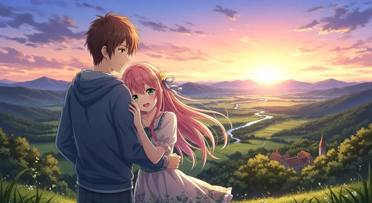 Anime couple with love wallpaper for desktop