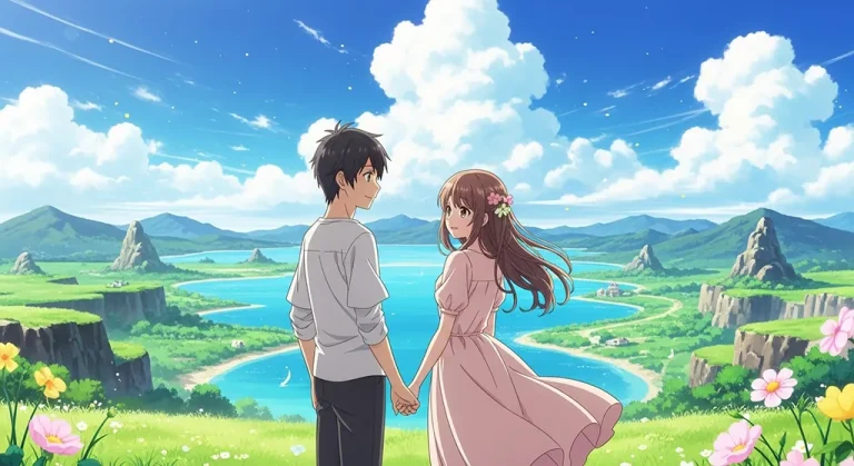 Anime love illustration for laptop wallpaper