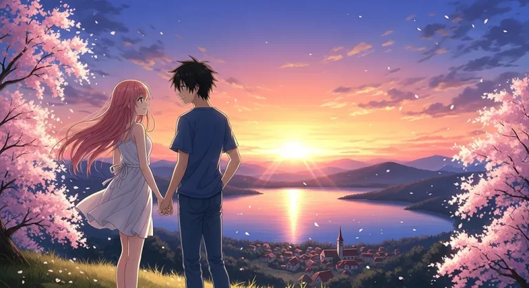 Sweet anime couple wallpaper for laptop PC