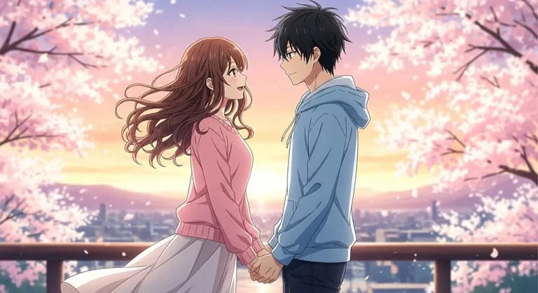 Couple love wallpaper in anime style for PC