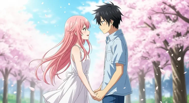Cute anime couple design for laptop screens