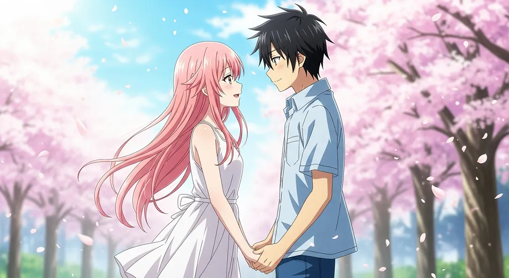 Cute anime couple design for laptop screens
