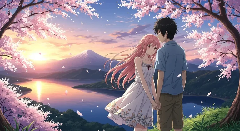 Romantic couple anime art for desktop PC