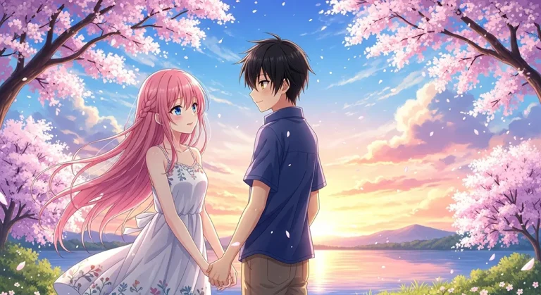 Sweet couple anime art for laptop screens