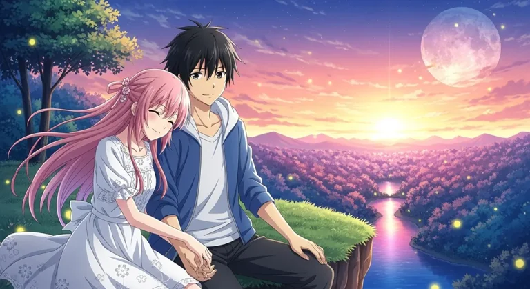 Anime wallpaper with couple for desktop screens