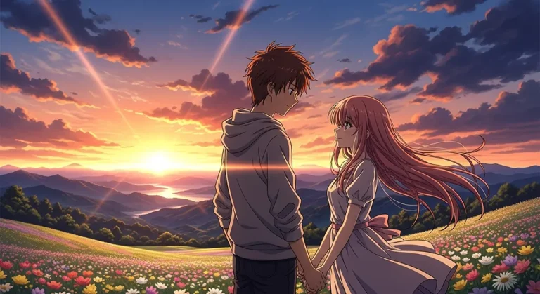 Romantic couple desktop anime wallpaper