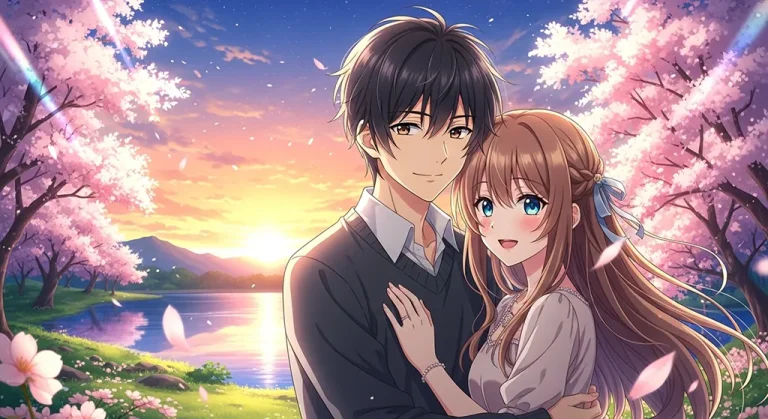 Cute anime couple for laptop screens