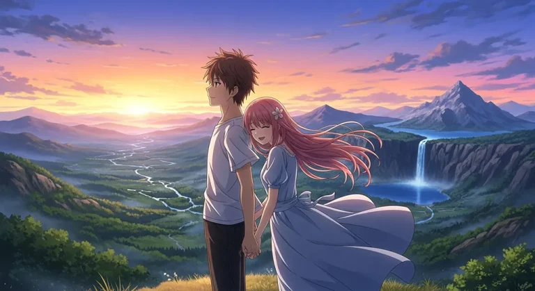 Romantic anime wallpaper of couple for desktop