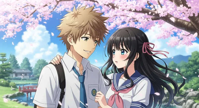 Anime couple on desktop wallpaper