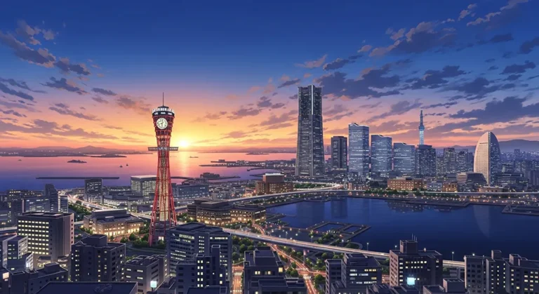 HD anime city background with neon light scenery