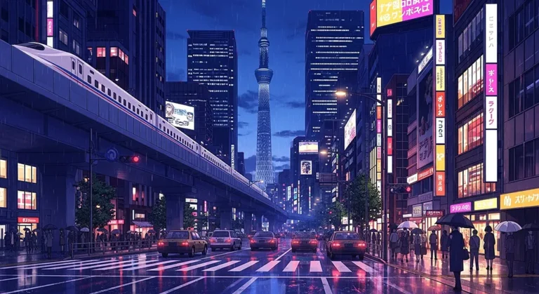 HD cityscape scenery for anime desktop wallpaper