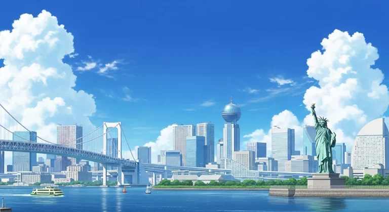 aesthetic Japanese city skyline for desktops