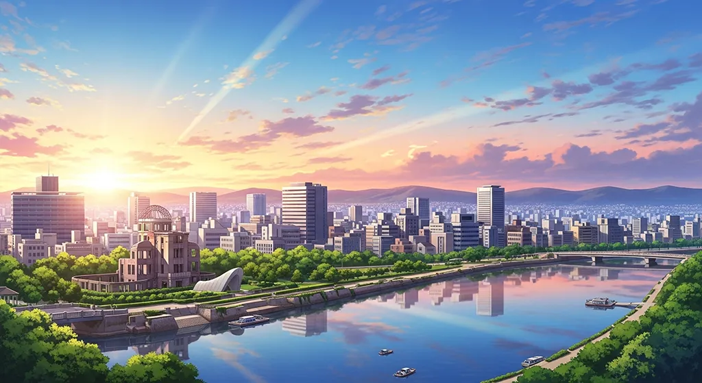HD anime city skyline for 4k laptop screens