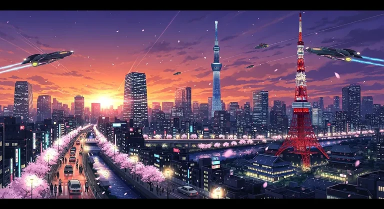 neon-lit anime street background for desktop
