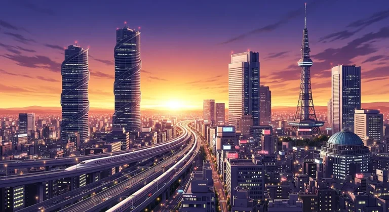 cute anime Tokyo cityscape for desktop PCs