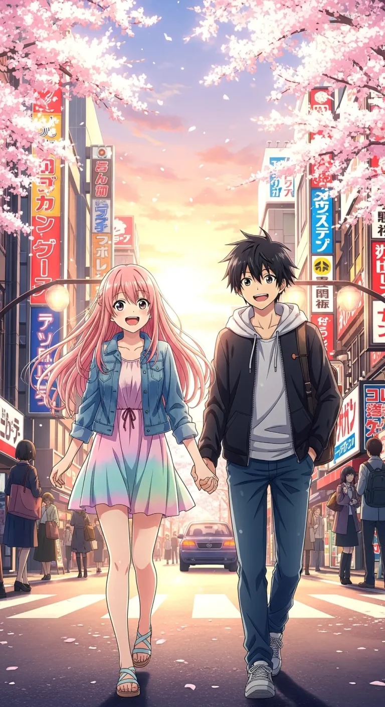 Beautiful anime couple 4K backgrounds for phone screens.